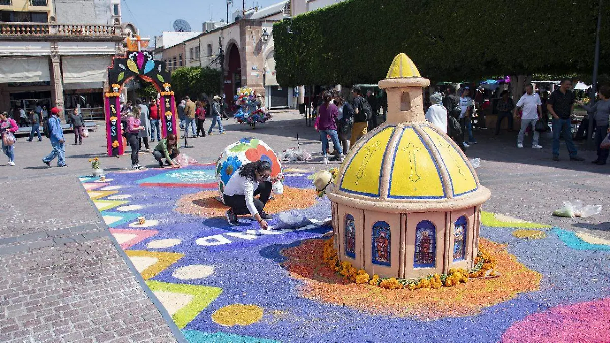 Tapetes día de muertos en La Piedad